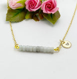 Gold Natural Celestite Bar Necklace, Natural Gemstone Jewelry, N5988