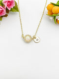 Gold Opal Charm Necklace, White Synthetic Opal Charm, N5990