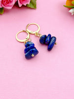Gold Lapis Lazuli Earrings, Natural Gemstone Jewelry, Silver Option, N5881B