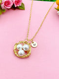 Gold or Silver Handmade Shell Pearl Bird Nest Wire Wrap Charm Necklace, Shell Pearl Jewelry, N5993