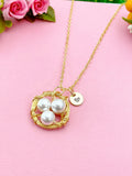 Gold or Silver Handmade Shell Pearl Bird Nest Wire Wrap Charm Necklace, Shell Pearl Jewelry, N5993