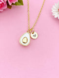 Gold or Silver Avocado Charm Necklace, Pave Shell Teardrop Jewelry, N5996