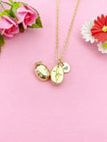 Gold Coffee Bean Necklace, Initial Charm, Morning Brew Jewelry, N6001