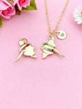 Gold Manta Ray Charm Necklace, Ocean Sea Jewelry, N6003