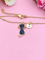 Gold Black Cat Charm Bracelet, N1738