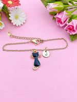 Gold Black Cat Charm Bracelet, N1738