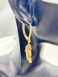 Gold Feather Charm Earrings, N5974