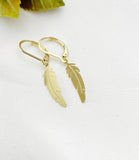Gold Feather Charm Earrings, N5974