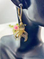 Gold Goldfish Charm Earrings, N5976