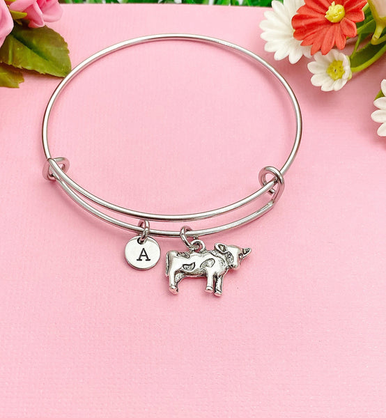 Silver Cow Charm Bracelet, N1489A