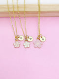 Gold Sakura Flower Charm Necklace, Japanese Cherry Blossom, N5977