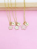 Gold Sakura Flower Charm Necklace, Japanese Cherry Blossom, N5977