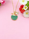 Gold Green Coconut Drink Charm Necklace, Foodie Fruit Jewelry Gift, N5854