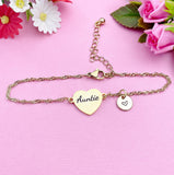 Silver or Gold Auntie Bracelet, Aunt Jewelry, Aunt Gift, D473A