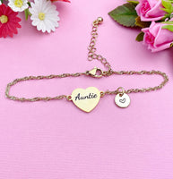 Silver or Gold Auntie Bracelet, Aunt Jewelry, Aunt Gift, D473A