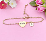 Silver or Gold Auntie Bracelet, Aunt Jewelry, Aunt Gift, D473A