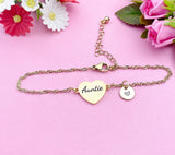 Silver or Gold Auntie Bracelet, Aunt Jewelry, Aunt Gift, D473A
