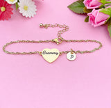 Silver or Gold Grammy Heart Charm Bracelet, D285A
