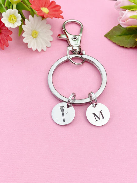 Silver Lacrosse Charm Keychain, D215B
