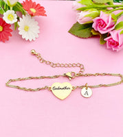 Silver or Gold Godmother Gift, Godmother Bracelet, Heart, Godmother Jewelry, Mother's Day Gift, Godmother Goddaughter Gift, D258