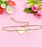 Silver or Gold Godmother Gift, Godmother Bracelet, Heart, Godmother Jewelry, Mother's Day Gift, Godmother Goddaughter Gift, D258