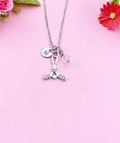 Hockey Necklace, Silver Hockey Charm, Hockey Jewelry Gift, Personalized Initial Gift, N4425