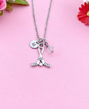 Hockey Necklace, Silver Hockey Charm, Hockey Jewelry Gift, Personalized Initial Gift, N4425