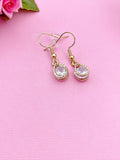 Gold Teardrop Zirconia Earrings, Stainless Steel Hooks