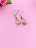 Gold Teardrop Zirconia Earrings, Stainless Steel Hooks
