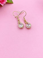 Gold Zirconia Charm Earrings, Teardrop Cubic Zirconia Charm, Drop, N2791