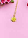 Gold Rose Flower Charm Necklace, N5198A