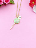 Gold Lollipop Charm Necklace, Green, N5922
