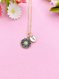 Gold or Silver Daisy Flower Charm Necklace, Black, N6014A