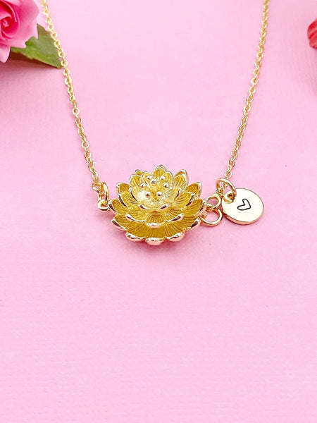 Gold Peony Botan Flower Charm Necklace, N6017