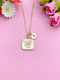 Gold Rose Flower Forever Love Charm Necklace, N6022