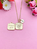 Gold Rose Flower Forever Love Charm Necklace, N6022