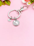 Silver Globe Keychain, Personalized Initial Charm, Travel Gift