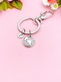 Silver Globe Keychain, Personalized Initial Charm, Travel Gift