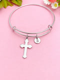 Silver Cross Charm Bracelet, Cross Jewelry Gifts, Personalized Customized Gifts, N145A
