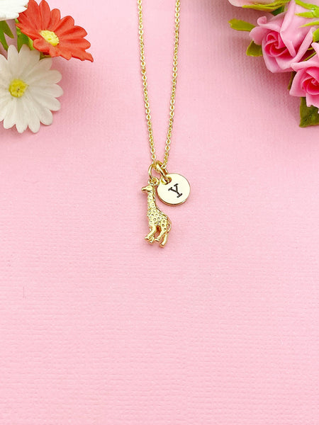 Gold Giraffe Charm Necklace, Silver Option, N6029