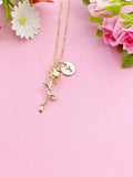 Gold Rose Flower Charm Necklace, N6030