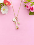 Gold Rose Flower Charm Necklace, Valentine Gift, N6031