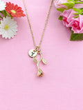 Gold Rose Flower Charm Necklace, Valentine Gift, N6031