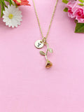 Gold Rose Flower Charm Necklace, Valentine Gift, N6031
