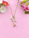 Gold Rose Flower Charm Necklace, Valentine Gift, N6031