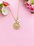 Gold Daisy Flower Charm Necklace, N6032
