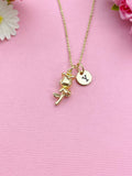 Gold Rose Flower Charm Necklace, Valentine Gift, N6033