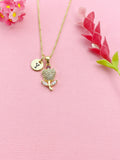 Gold Tulip Flower Charm Necklace, Valentine Gift, N6034