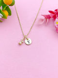 Gold Tiny Rose Flower Charm Necklace, Best Friends Gift, N6035
