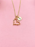 Gold Heart Zirconia Charm Necklace, Red, N6040